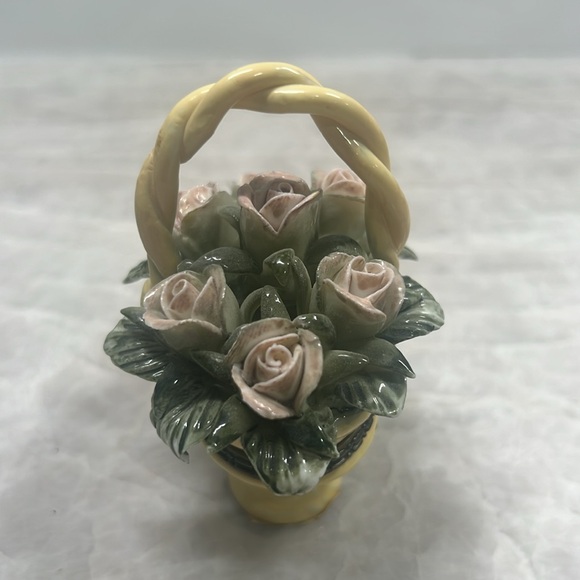 Vintage Miniature Basket Trinket Box Ks Collection Roses Porcelain - Picture 5 of 9